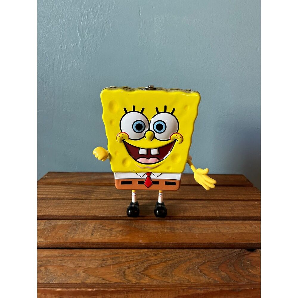 Sponge Bob Square Pants 2002 collectable tin 8" height moveable arms legs